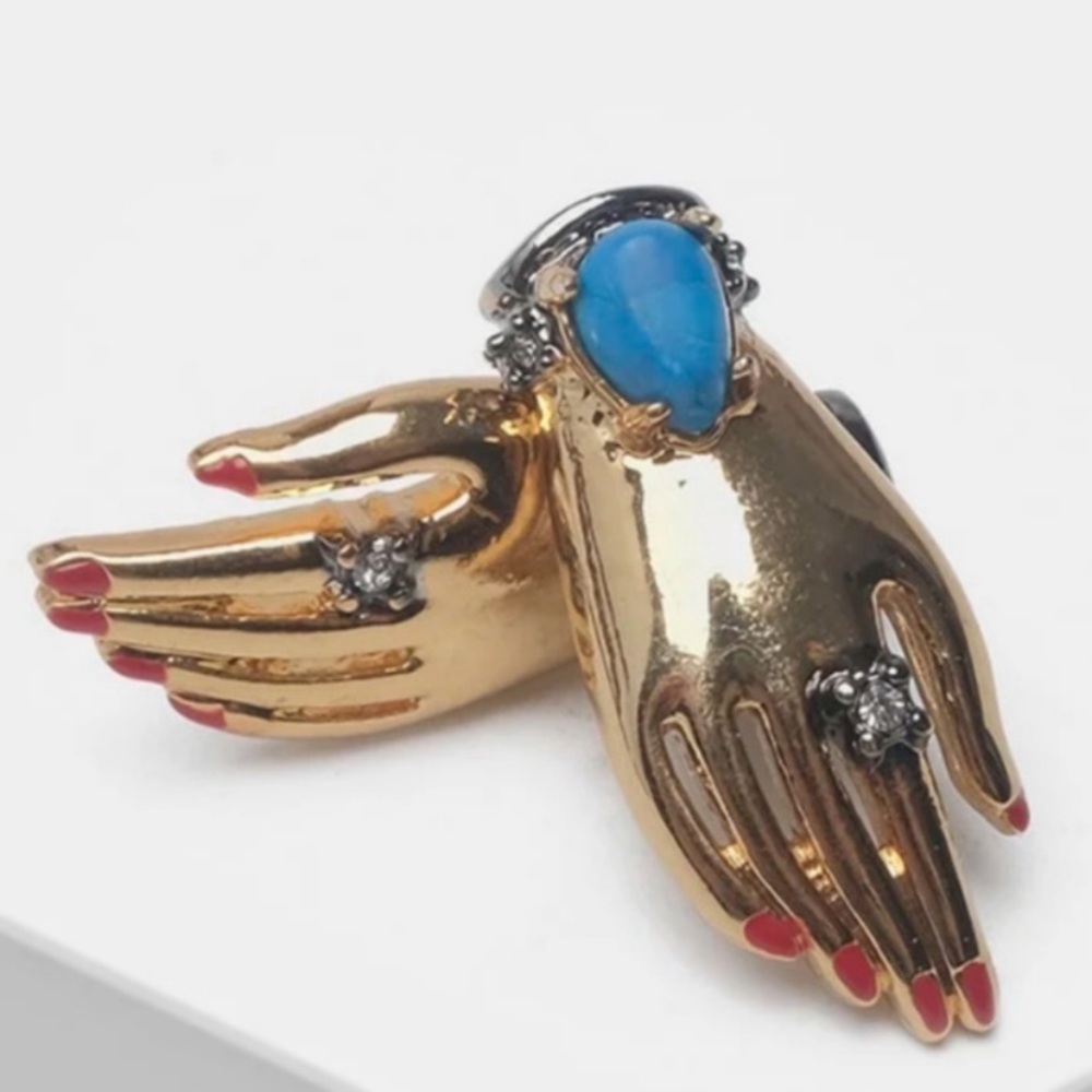 Alexis Bittar Small New Vintage Vanitas Victorian Hand Earrings - Picture 14 of 16